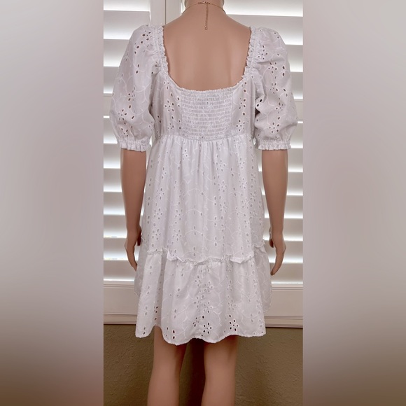 White Eyelet Babydoll Dress Sz L by Crystal Doll - Picture 2 of 6
